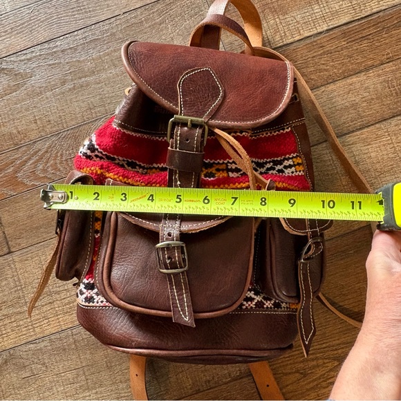 Hand Crafted Moroccan Boho Leather Backpack - Picture 12 of 14